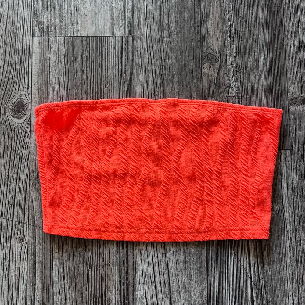 Bright Orange Textured Tube Top
